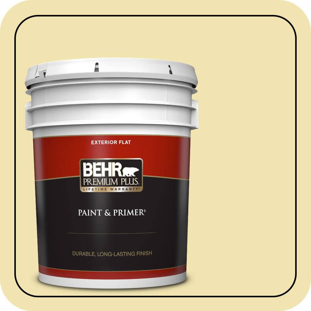 BEHR PREMIUM PLUS 5 gal. #P330-2 Lime Bright Flat Exterior Paint & Primer