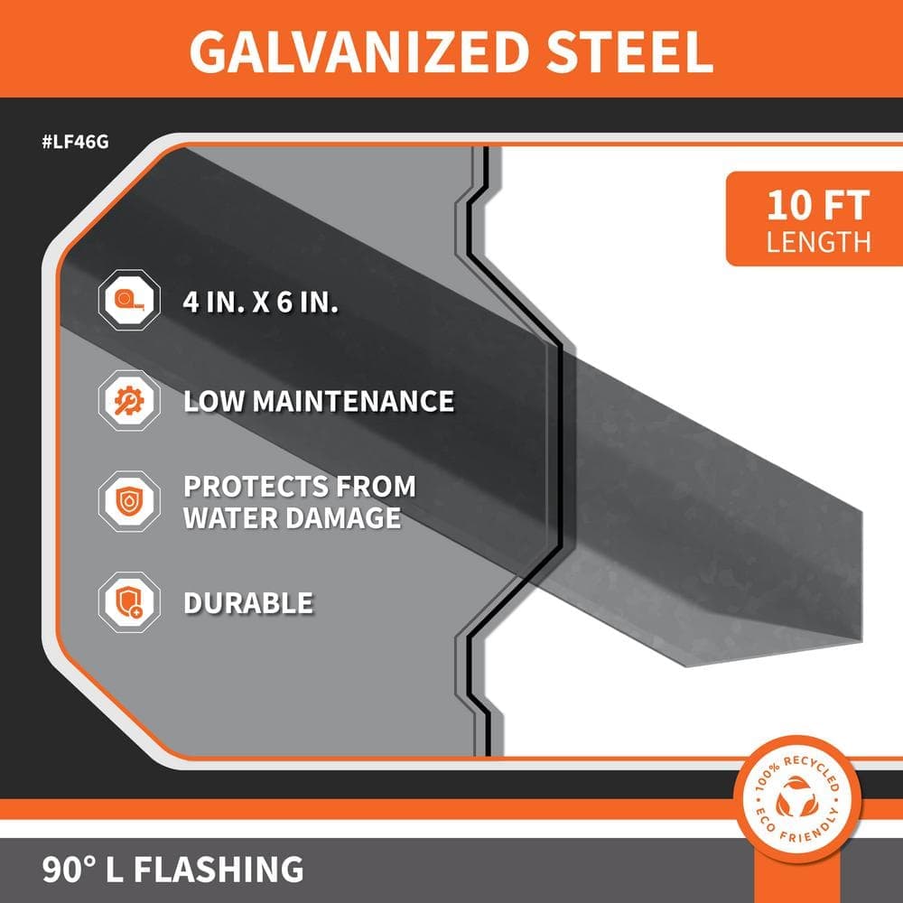Gibraltar Building Products 4 in. x 6 in. x 10 ft. Galvanized Steel 90° L Flashing (3)