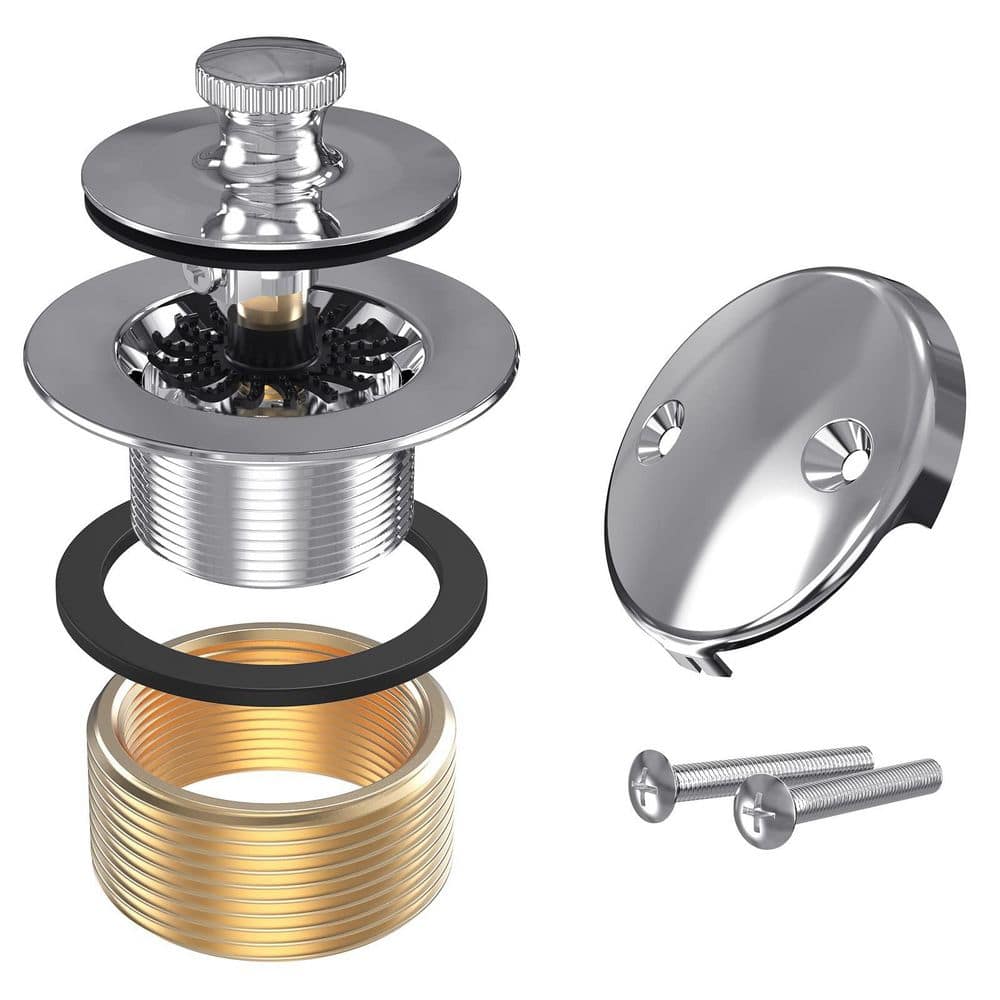 Wudkey 1-Piece Bathtub Drain Trim Set Twist Tub Drain Conversion Kit, 2-Hole Overflow Faceplate Included