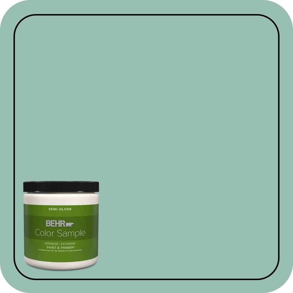 BEHR PREMIUM PLUS 8 oz. #PPU12-07 Spring Stream Semi-Gloss Interior/Exterior Paint & Primer Color Sample