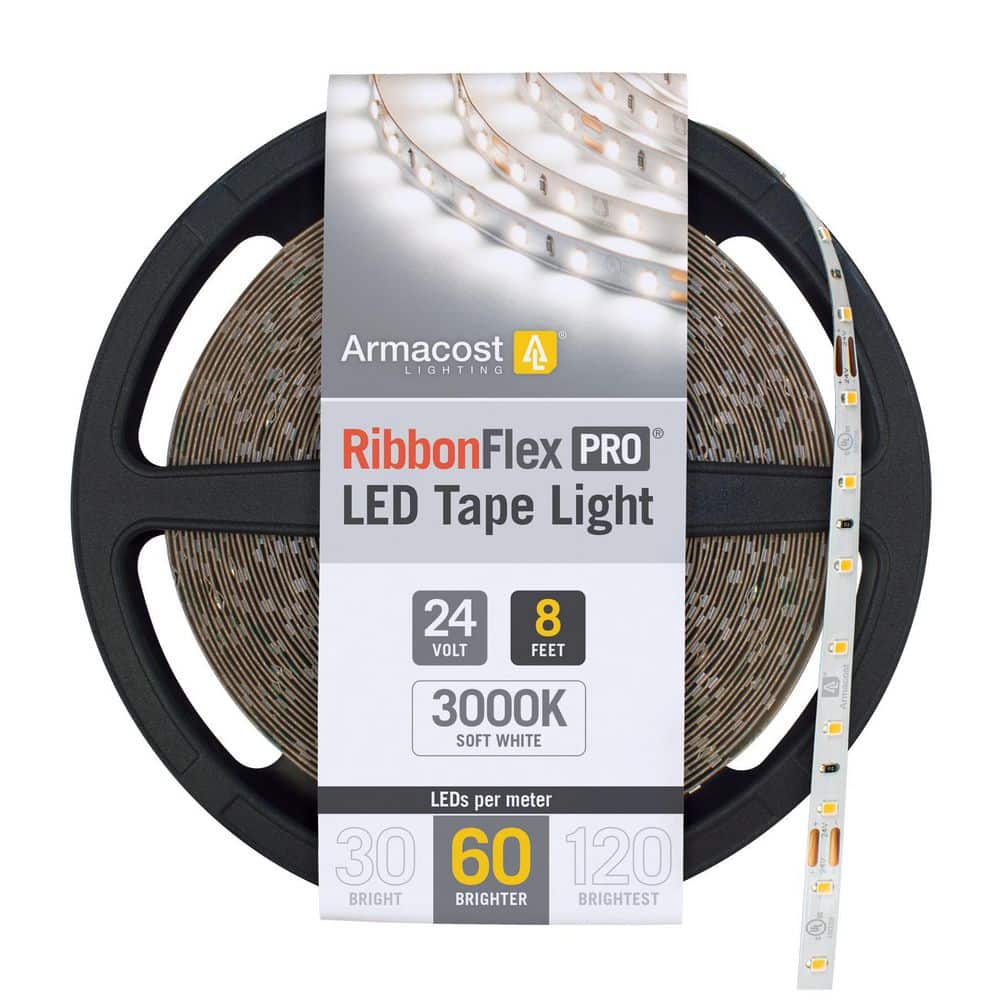 Armacost Lighting RibbonFlex Pro 8 ft. (2.5 m) 24-Volt LED White Strip Light Tape 60 LED/m 3000K