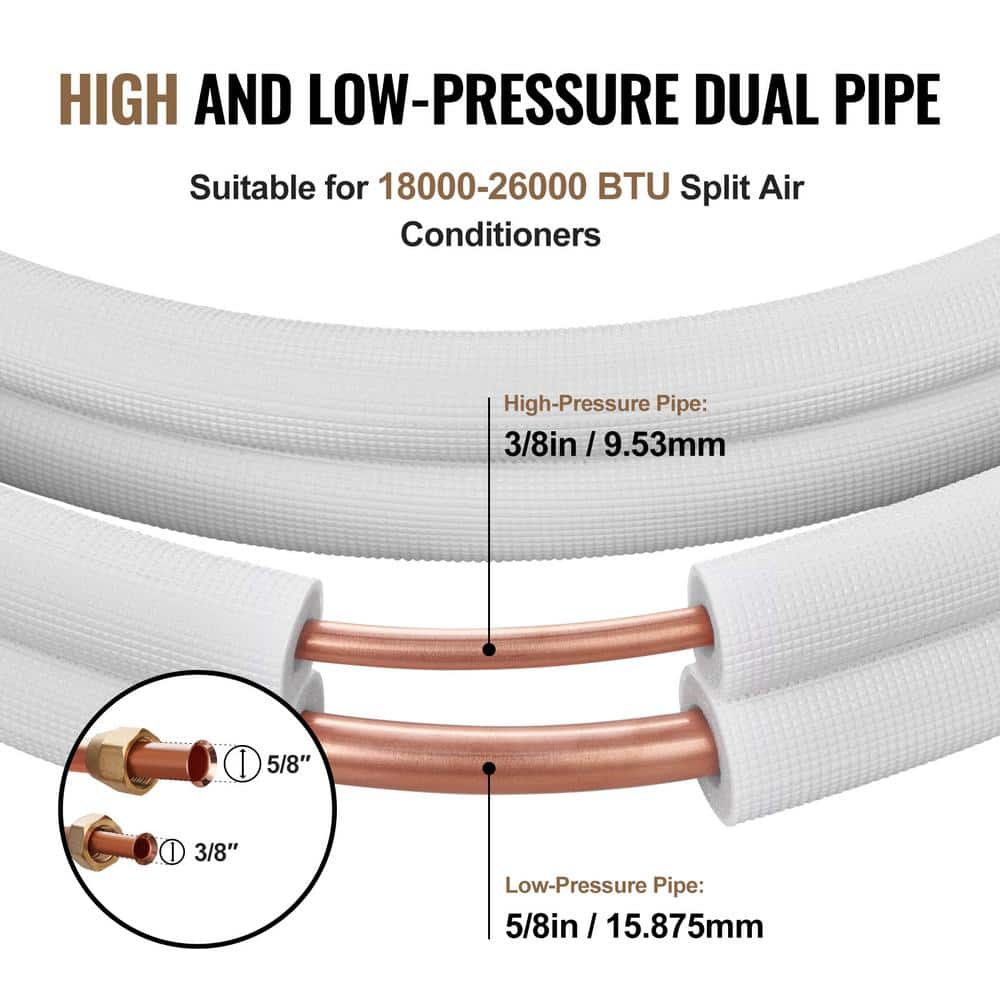 SKYSHALO 50 ft. Mini Split Line Set, Copper Pipes Tubing and Triple-Layer Insulation, for Mini Split Air Conditioning Refrigerant (3)