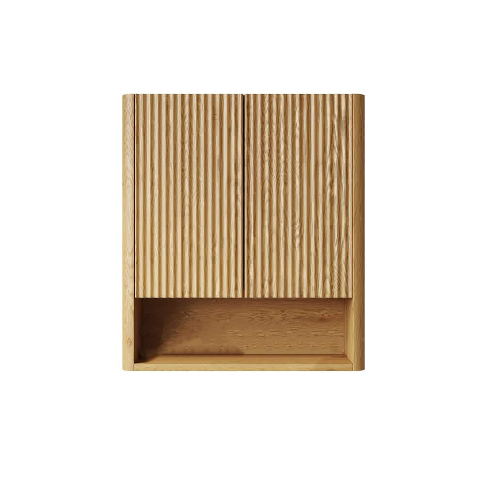 Staykiwi 25.98 in. W x 7.87 in. D x 29.53 in. H Wall-Mounted Bathroom Cabinet in Golden Oak with Doors and Open shelf (1)
