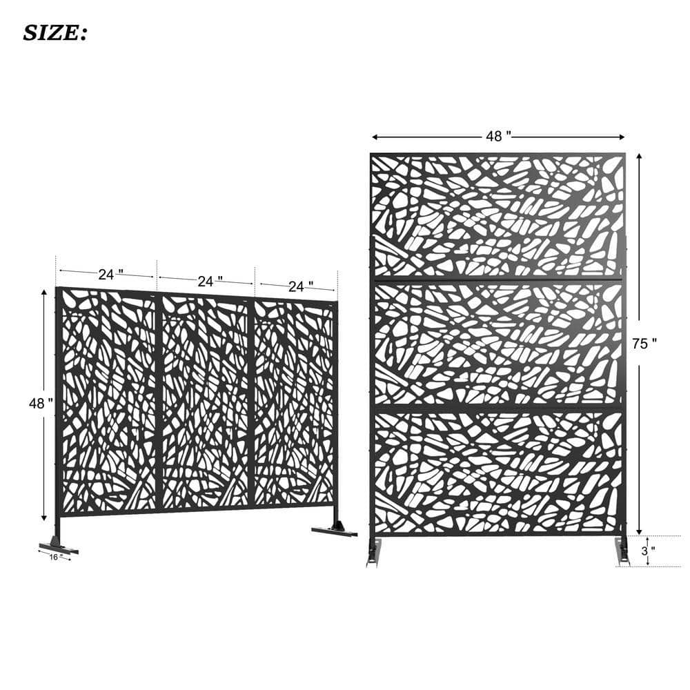 Lirago 76 in. x 47.2 in. Patio Decor Privacy Screen Fence Panels (3)