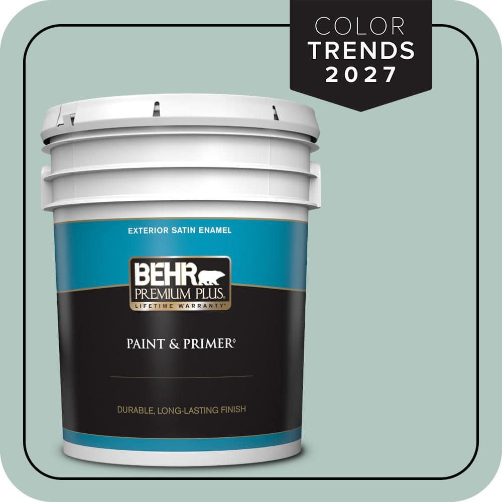 BEHR PREMIUM PLUS 5 gal. #S430-2 Fresh Tone Satin Enamel Exterior Paint & Primer