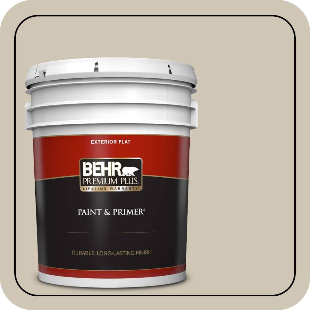 BEHR PREMIUM PLUS 5 gal. #N310-3 Sandstorm Flat Exterior Paint & Primer