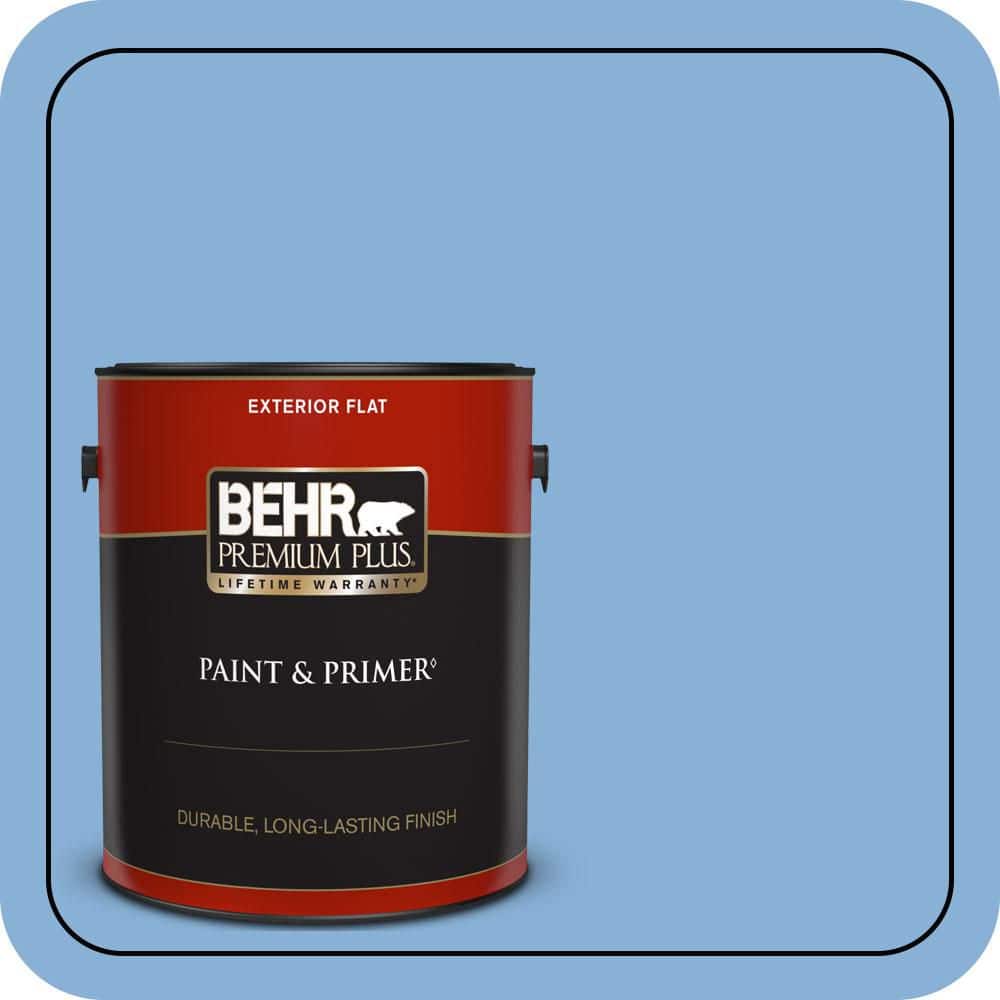 BEHR PREMIUM PLUS 1 gal. #PPU15-12 Bluebird Flat Exterior Paint & Primer (1)