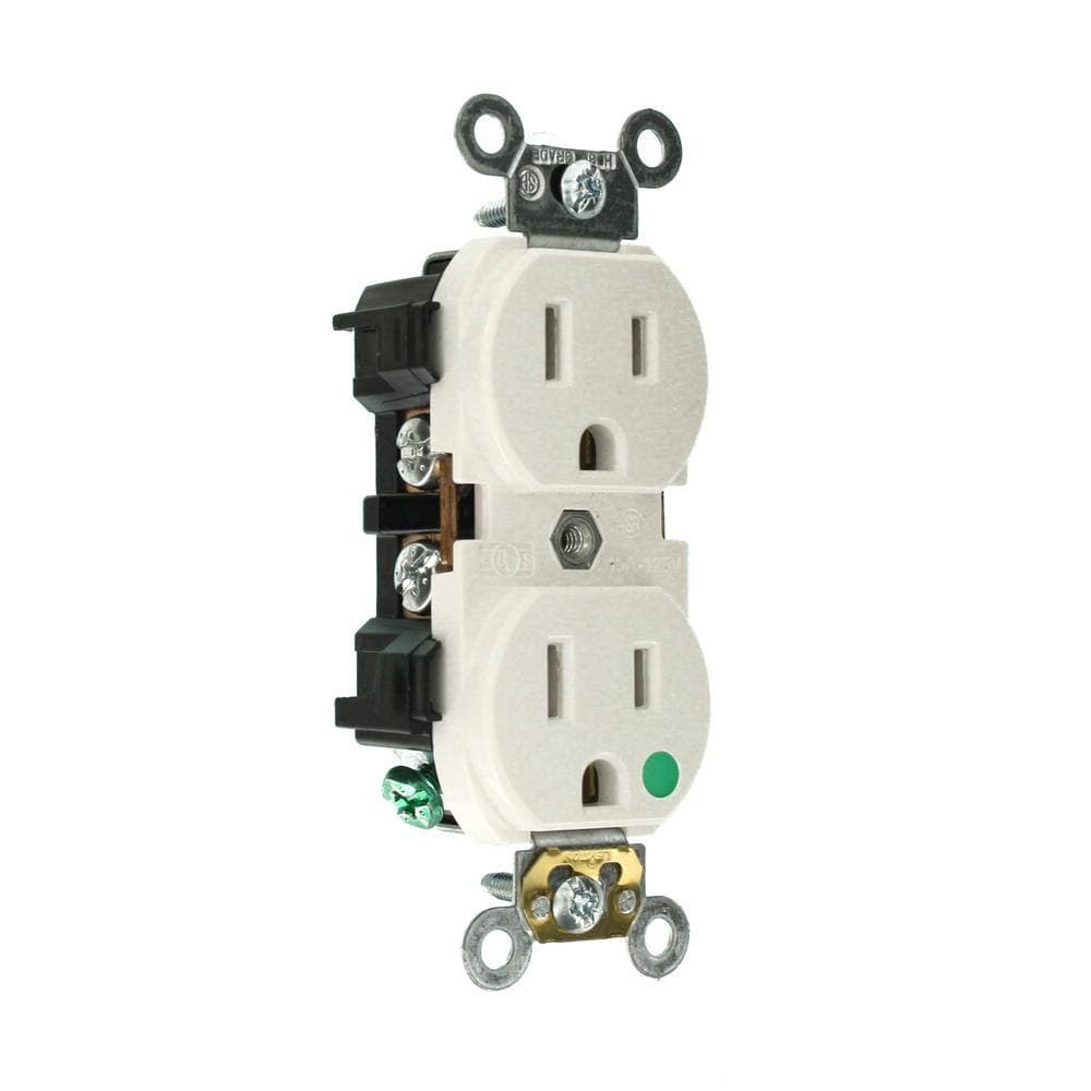 Leviton 15 Amp 125-Volt 2-Pole Hospital Grade Duplex Outlet Straight Blade, White (3)