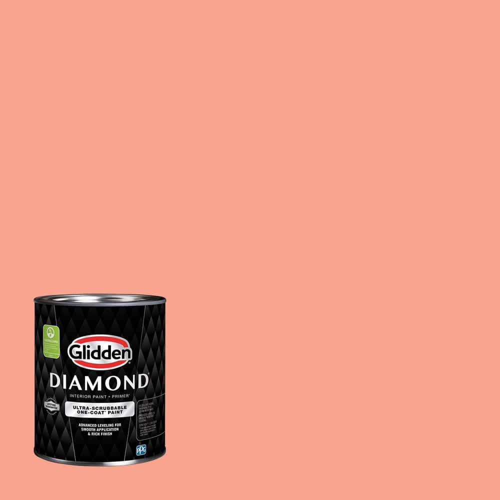 Glidden Diamond 1 qt. PPG1193-5 Coral Serenade Satin Interior Paint with Primer (1)