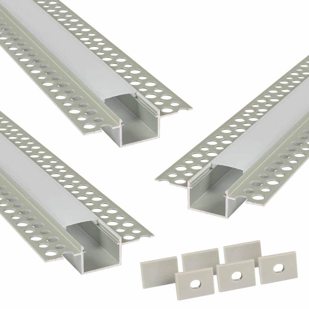Outwater 3-Pack 0.53 in. D x 1.97 in. W x 39 in. L Finished Aluminum U Channel Moulding Drywall Mount for LED Lighting Straight (1)