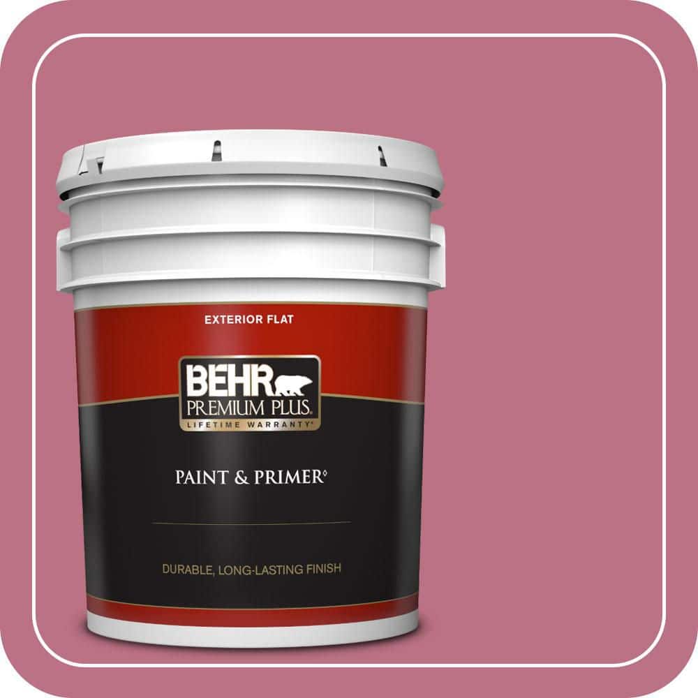 BEHR PREMIUM PLUS 5 gal. #MQ1-08 Smell the Roses Flat Exterior Paint & Primer
