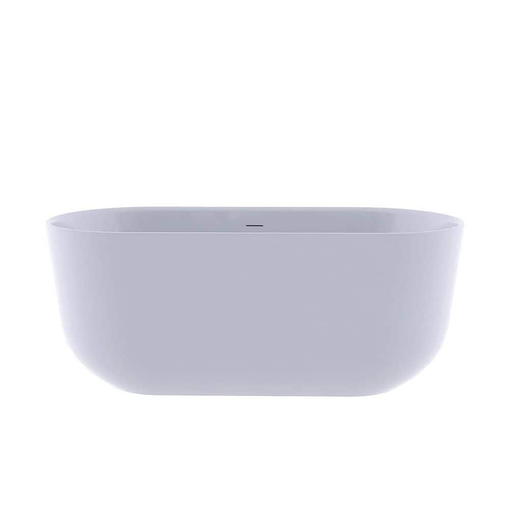 JimsMaison 67 in. 30 in. Acrylic Freestanding Flatbottom Soaking Bathtub White (1)