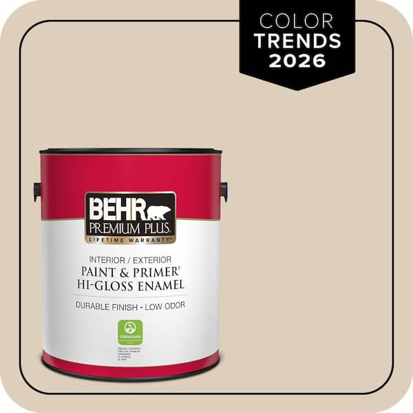 BEHR PREMIUM PLUS 1 gal. #MQ3-11 Dainty Lace Hi-Gloss Enamel Interior/Exterior Paint & Primer (2)