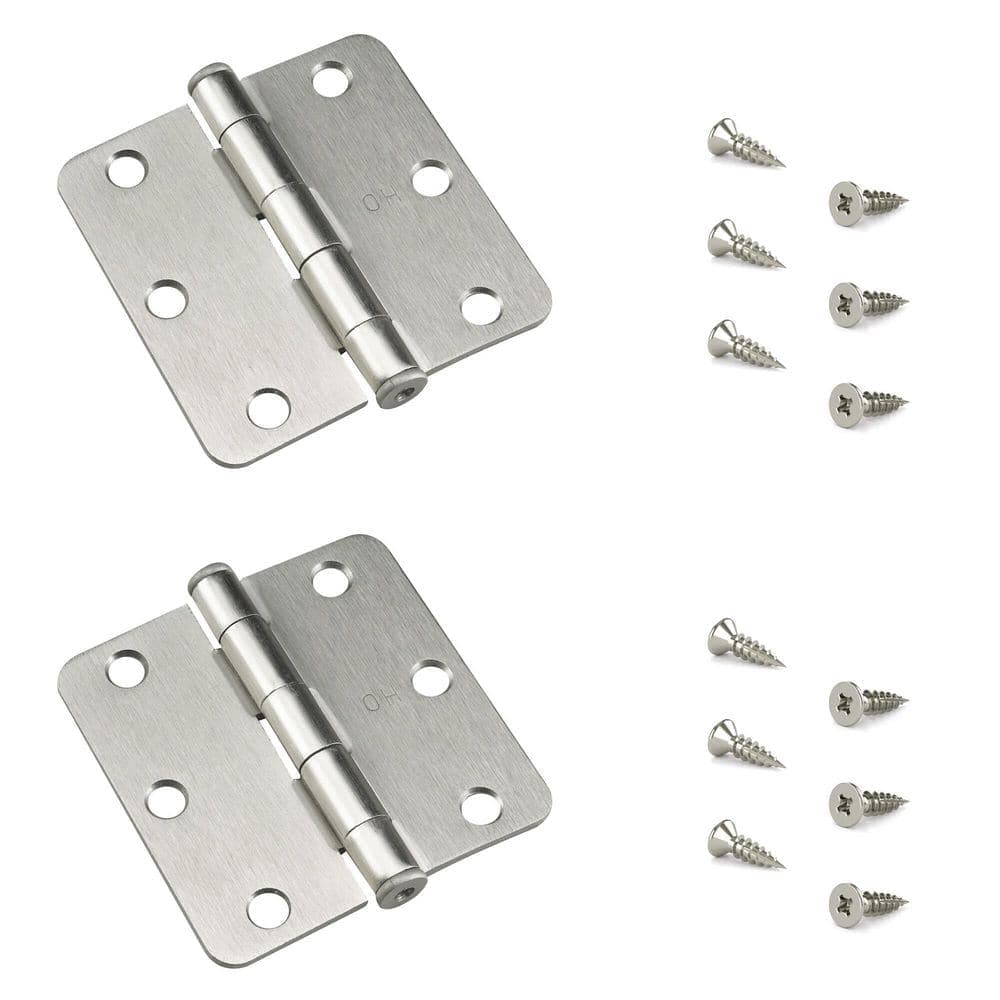 Onward 3 in. x 3 in. Brushed Nickel Full Mortise Butt Hinge with Removable Pin (2-Pack) (3)