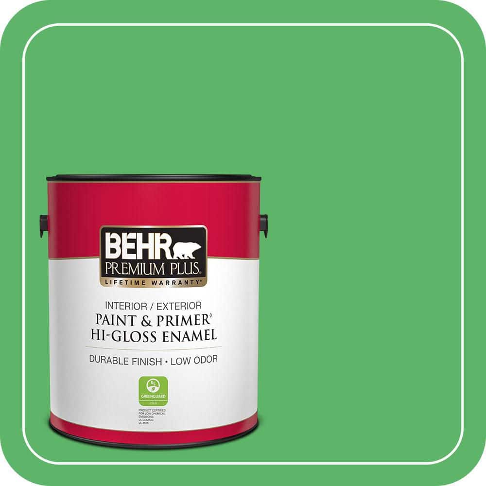 BEHR PREMIUM PLUS 1 gal. #P390-6 Lawn Party Hi-Gloss Enamel Interior/Exterior Paint & Primer