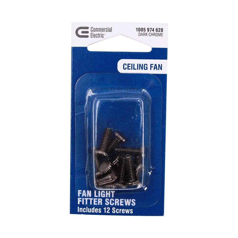 Commercial Electric #8 Dark Chrome Ceiling Fan Light Fitter Screws (12-Pack) (3)
