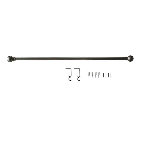 StyleWell 28 in.-48 in. Single Curtain Rod in Brushed Nickel with Ball Finial