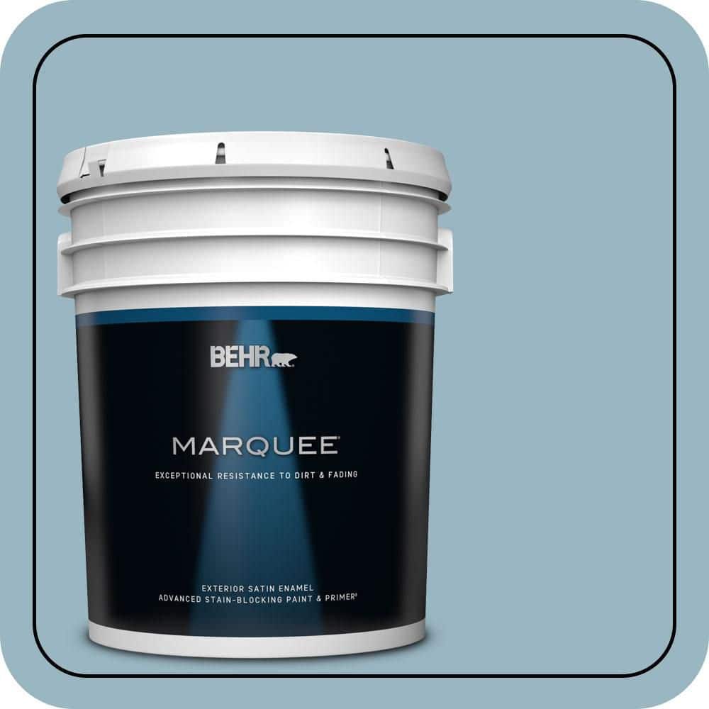 BEHR MARQUEE 5 gal. #S470-3 Peaceful Blue Satin Enamel Exterior Paint & Primer (1)