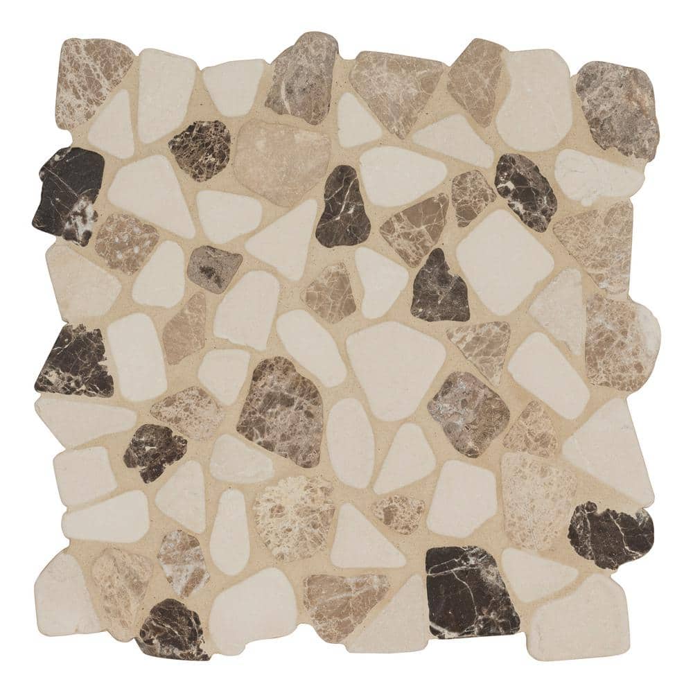 MSI Mix Marble Pebbles 11.42 in. x 11.42 in. x 10 mm Tumbled Marble Mosaic Tile (9 sq. ft. per case)