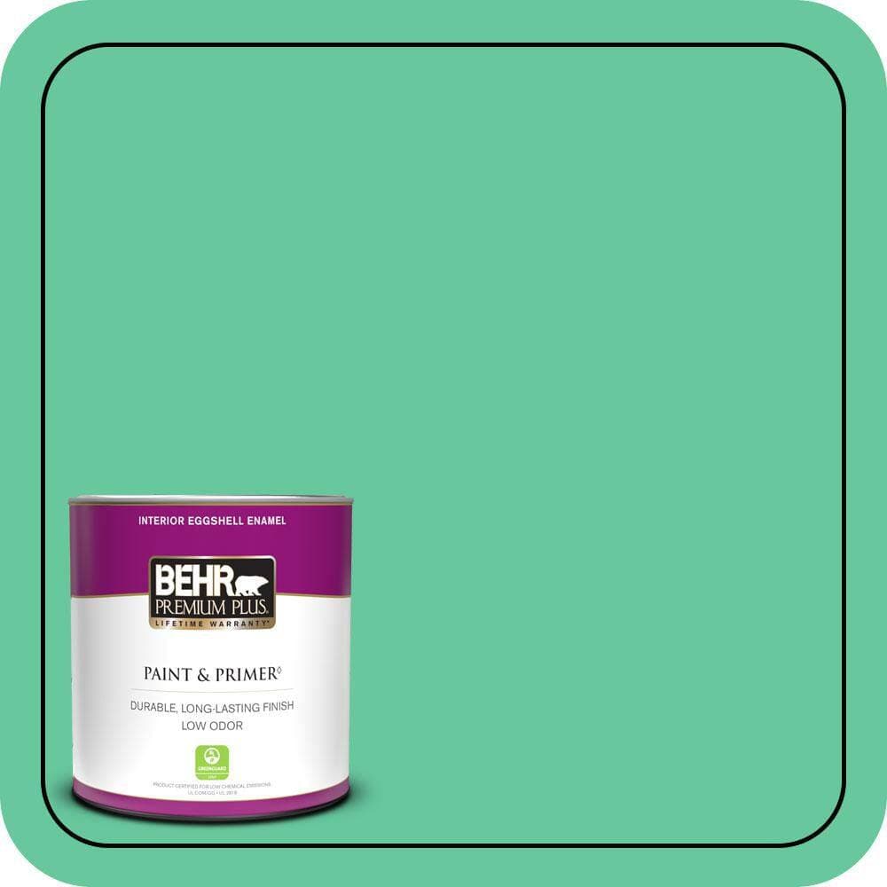BEHR PREMIUM PLUS 1 qt. #470B-4 Intense Jade Eggshell Enamel Low Odor Interior Paint & Primer