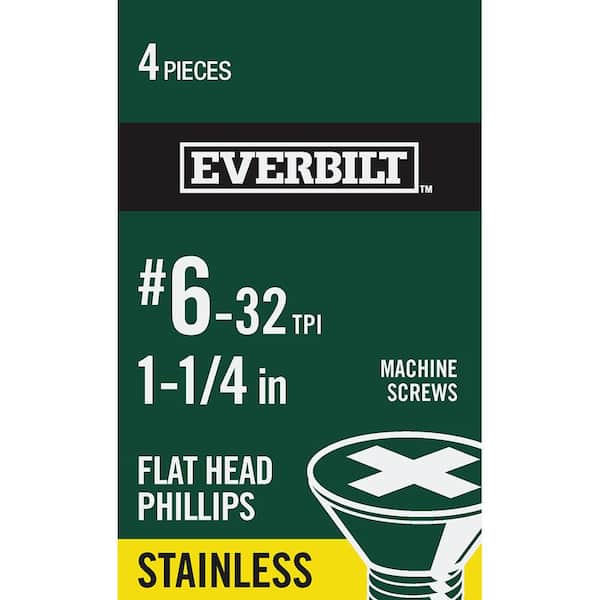 Everbilt #8-32 x 1-3/4 in. Phillips Flat Head Stainless Steel Machine Screw (4-Pack) (2)