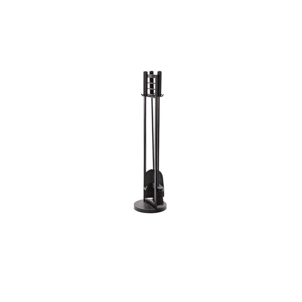 ENNA 4-Piece Black Fireplace Tool Set with Cylinder Handles (2)