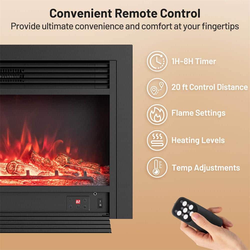 Costway 36 in. Ventless Electric Fireplace Insert 1500W Recessed Fireplace Heaterwith Remote Control (3)