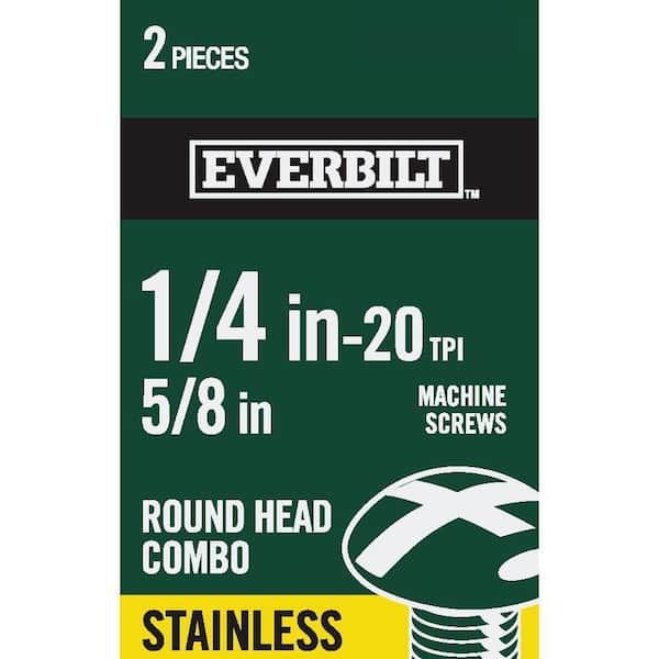 Everbilt 1/4 in.-20 x 3/4 in. Combo Round Head Stainless Steel Machine Screw (2-Pack) (4)
