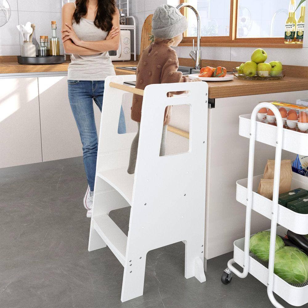 Miscool Avex 2-Step 1.5 ft. Reach Height MDF Kids Standing Tower Step Stool with 150 lb. Load Capacity (3)