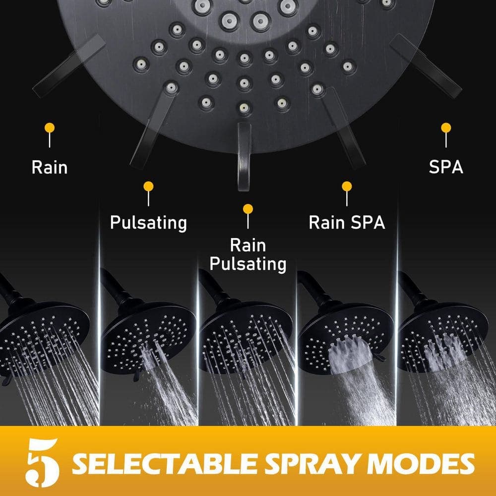 WOWOW Single Handle 5-Spray Patterns Round Shower Faucet 1.8 GPM with Pressure Balance Valve in Oil Rubbed Bronze (3)