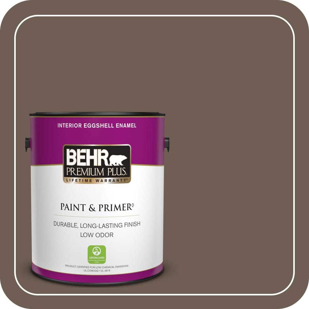 BEHR PREMIUM PLUS 1 gal. #N210-6 Swiss Brown Eggshell Enamel Low Odor Interior Paint & Primer