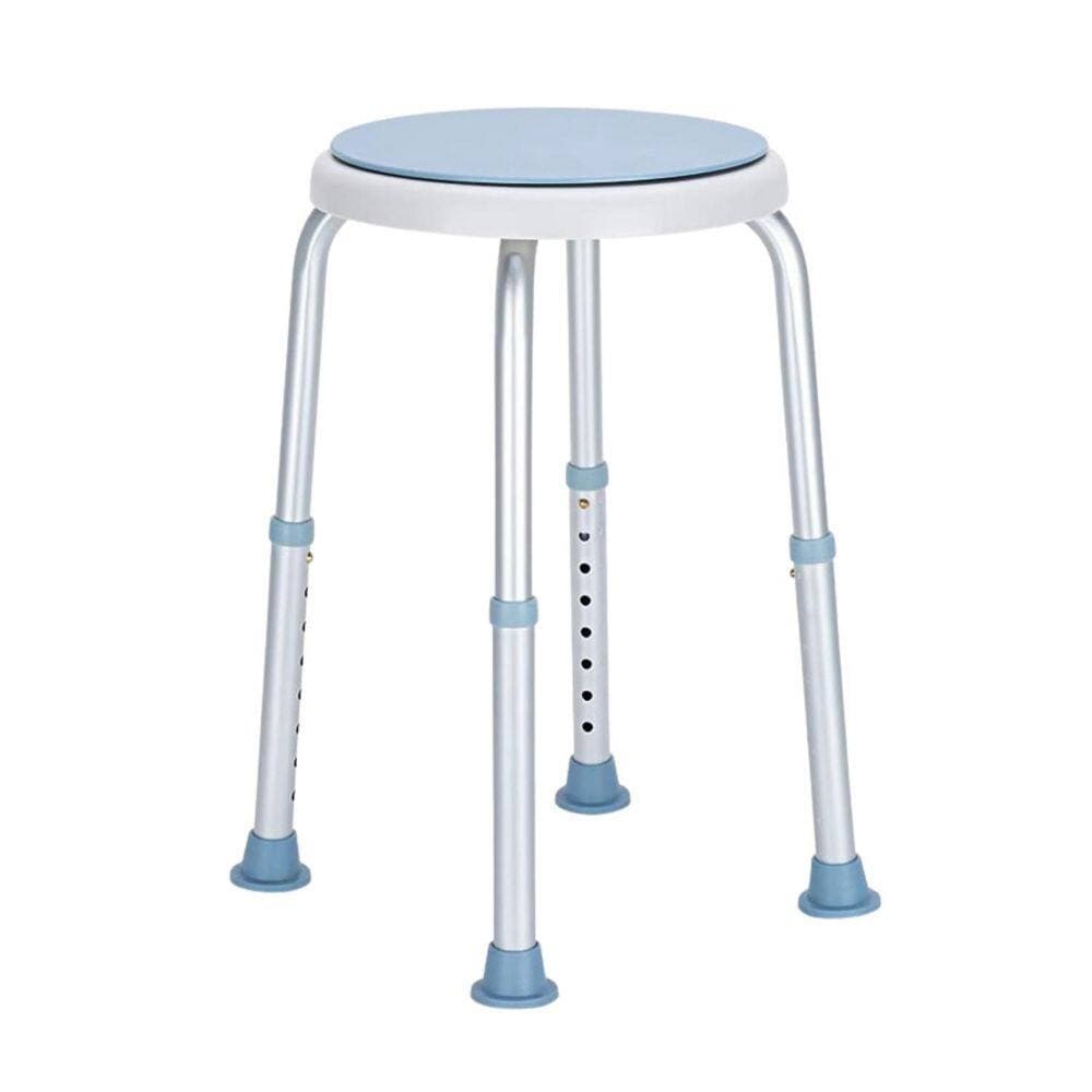 Anqtovp Adjustable Height and 360 Degree Swivel Non-Slip Metal Bench Bathtub Seat Stool in Silver Blue for Elderly, Disabled (2)
