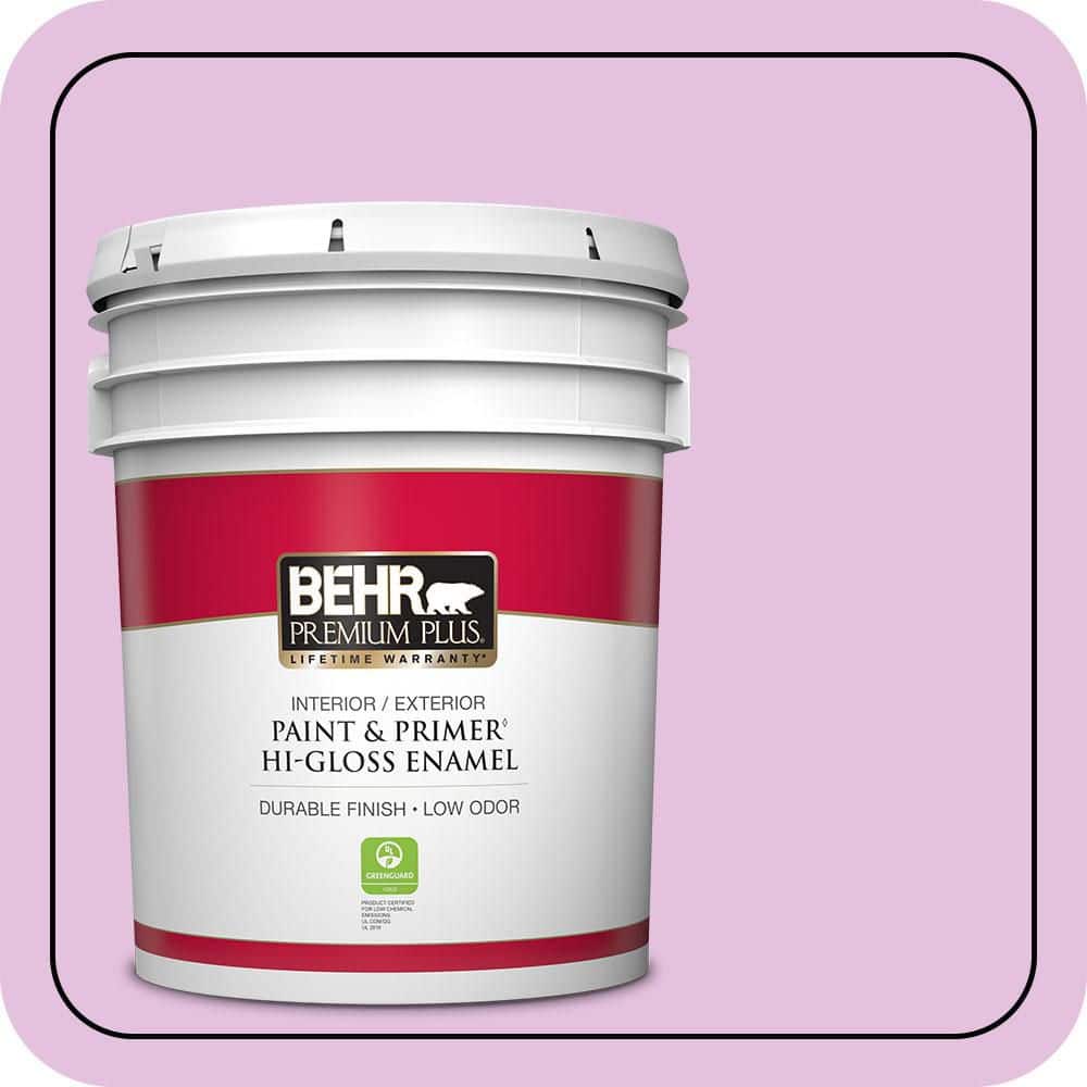 BEHR PREMIUM PLUS 5 gal. #P110-2 Girl Talk Hi-Gloss Enamel Interior/Exterior Paint & Primer