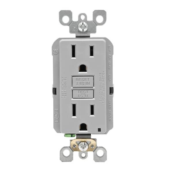 Leviton 15 Amp Self-Test SmartlockPro Slim Duplex GFCI Outlet, Gray GFNT1-KGY (2)