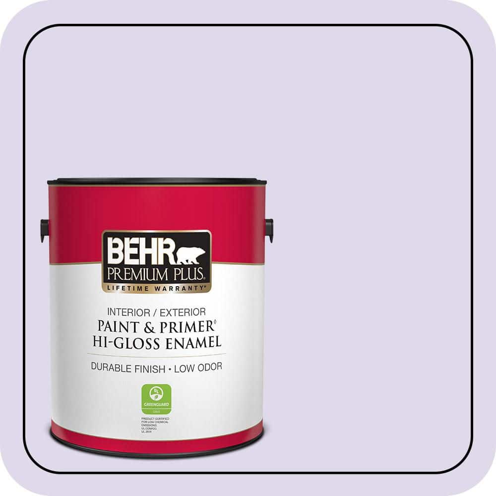 BEHR PREMIUM PLUS 1 gal. #640A-2 Misty Violet Hi-Gloss Enamel Interior/Exterior Paint & Primer
