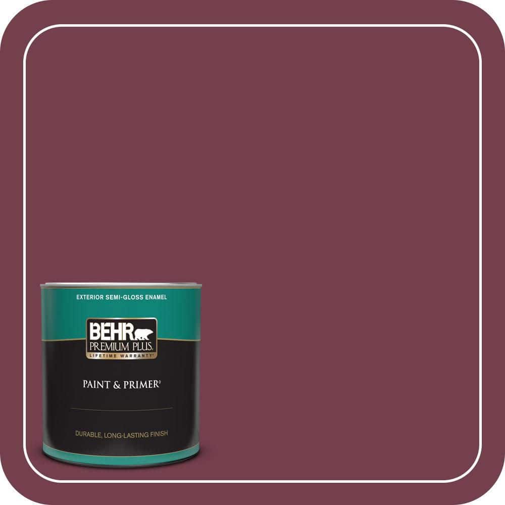 BEHR PREMIUM PLUS 1 qt. #T11-4 Blood Rose Semi-Gloss Enamel Exterior Paint & Primer