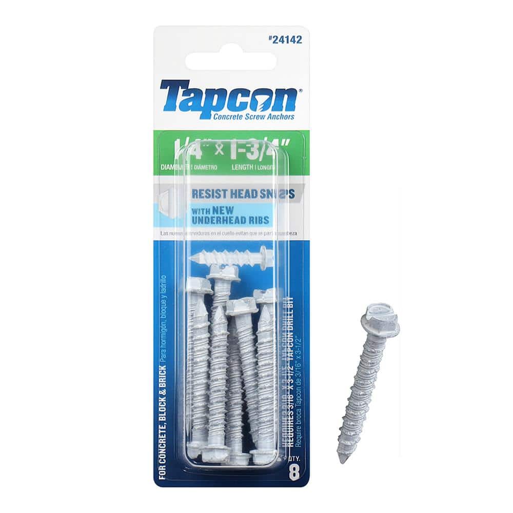 Tapcon 3/16 in. 1-3/4 in. White Ultrashield Star-Flat-Head Concrete Anchors