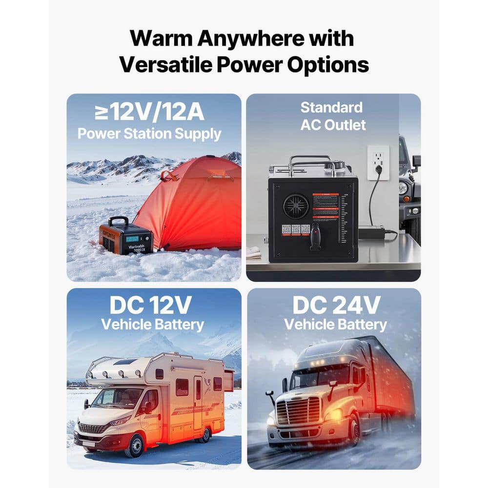 SKYSHALO Diesel Heater, 27,297 BTU /H 8KW, DC 12V/24V, All in One Portable Diesel Air Heater, 1.9 Gal. Fuel Tank, Space Heater (3)