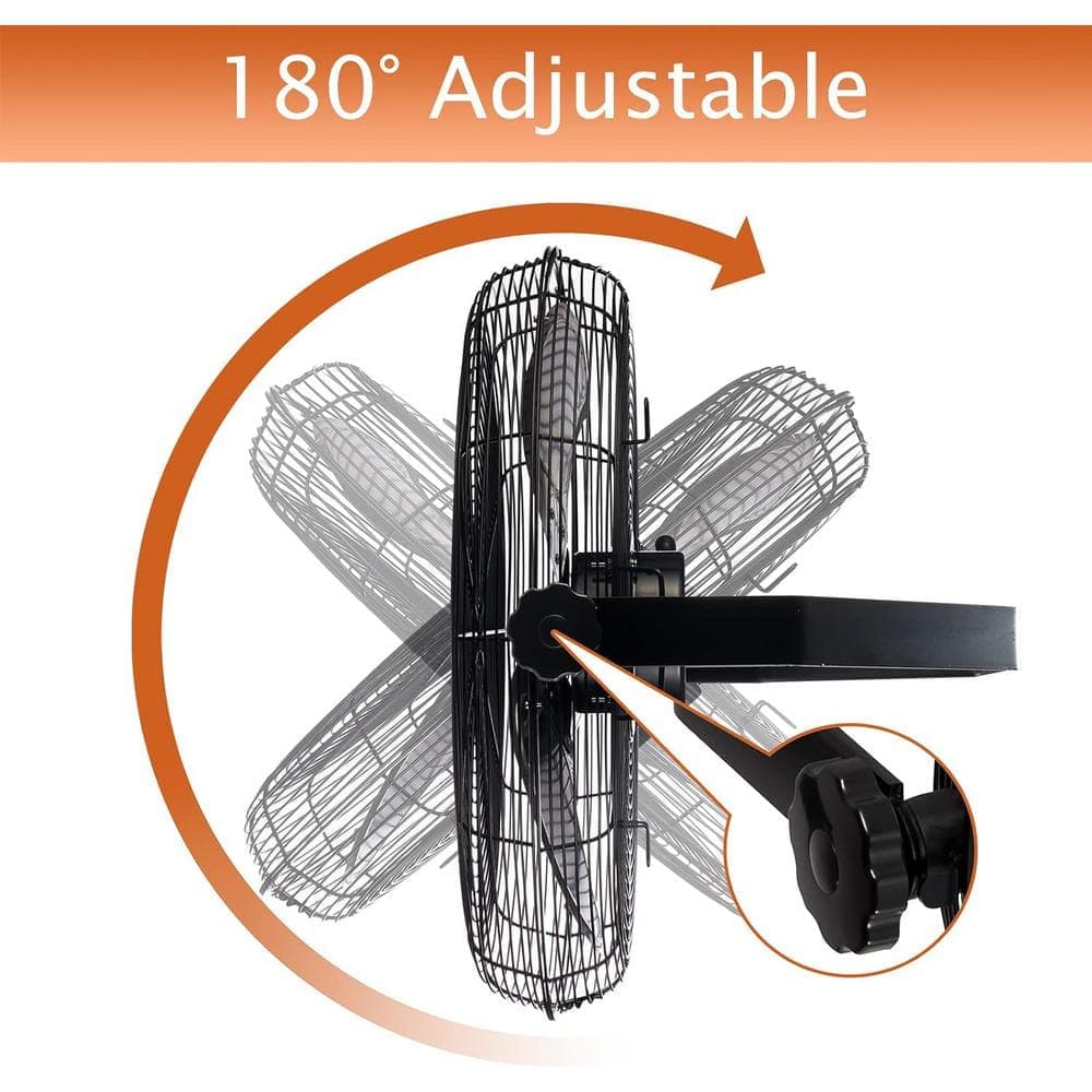 Atemomen 18 in. 4600 CFM Outdoor Safety Black Wall Mounted Fan with IP44 Enclosure Motor, 3-Speed Weatherproof (3)