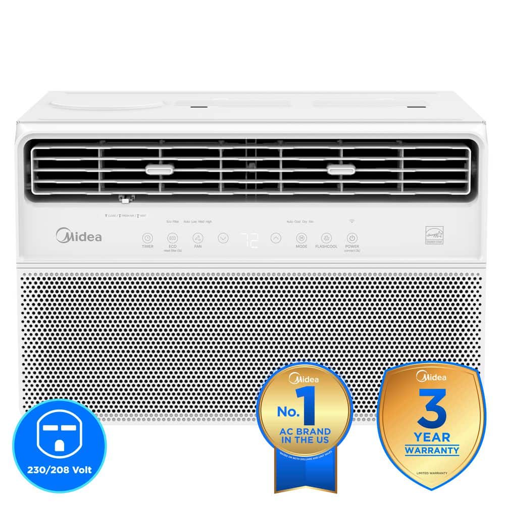Midea 18,000 BTU Smart Inverter Plus Window Air Conditioners for Rooms up to 1,000 Sq. Ft. with Dual Filter, Remote in White