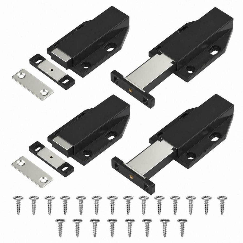 Numhew 4-Pack Magnetic Push Door Latch, Push Magnet Cabinet Catches Touch Latche for Large Door Push Release Latch Drawer Black (1)