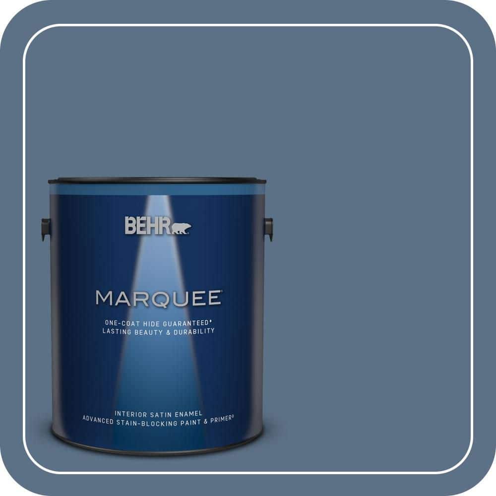 BEHR MARQUEE 1 gal. #S520-6 Layers of Ocean One-Coat Hide Satin Enamel Interior Paint & Primer