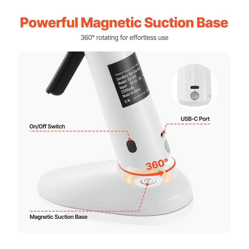 SKYSHALO Rechargeable Cordless Hot Glue Gun, 2200mAh Battery, 20 Sticks, Fast Heating, High Temp, for Crafts, DIY, Repairs (3)