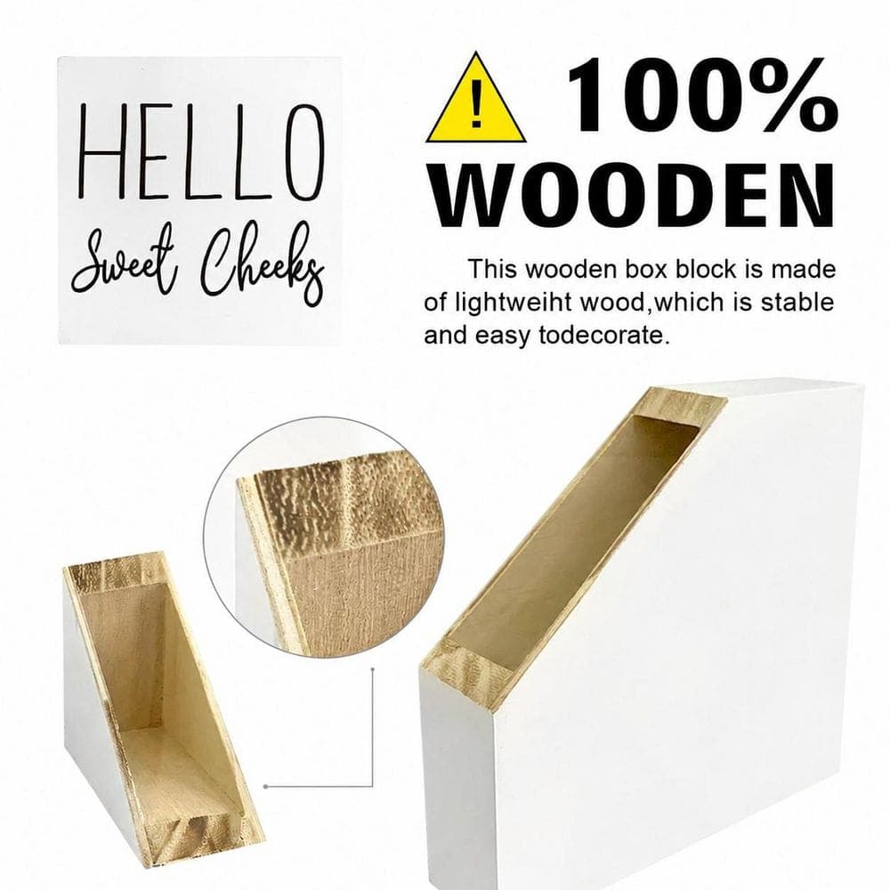 LAIFUCAM Wooden Box Farmhouse Finish Funny Bathroom Sign Block Decor for Restroom Shelf Toilet Home Accent Mood Booster (2)