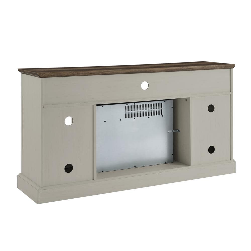 Lukyamzn 60 in. 5000 BTU Furnace Electric Fireplace Entertainment Center in Jasmine white With Door Sensor (1)