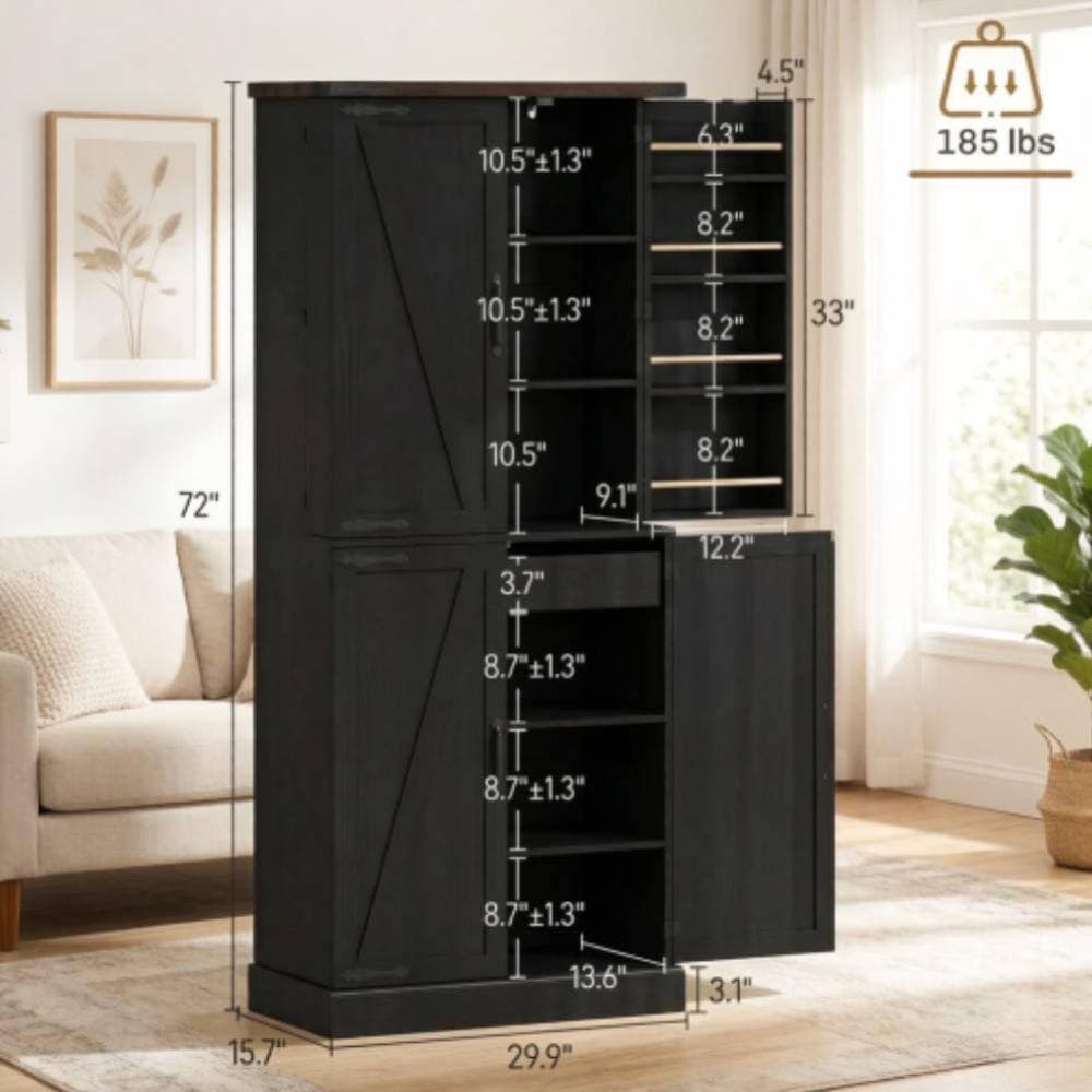 Unbranded 29.9 in. W x 15.7 in. D x 72 in. H Bathroom Black Linen Cabinet (2)