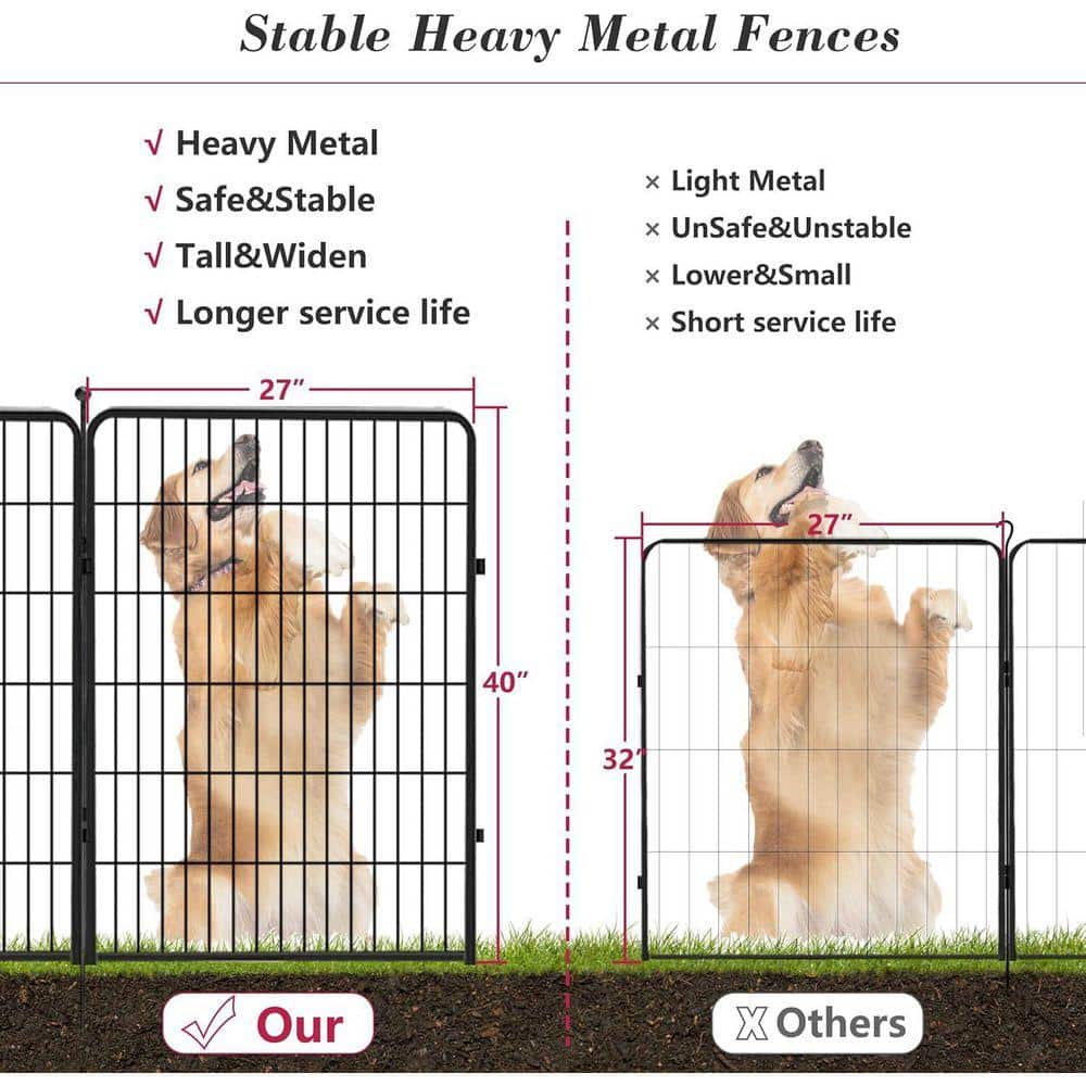KIWDZFU 40 in. Heavy Duty Metal Dog Playpen 8 Panels Portable Pet Fence for Large Medium Small Dogs Indoor Outdoor Yard Camping (3)