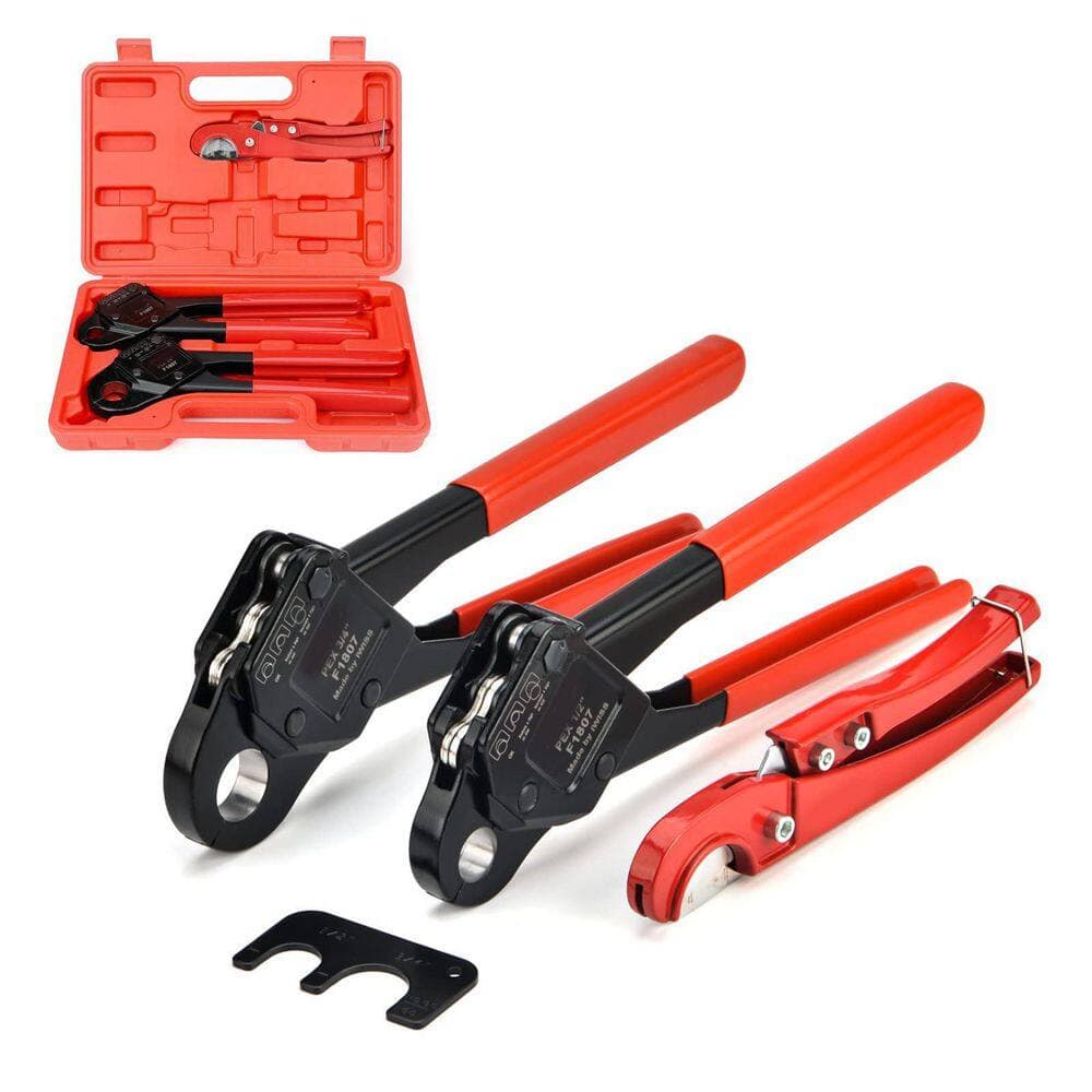Unbranded PEX Pipe Crimping Tool Set with 2 Crimp Tools and Cutter for Copper Rings and Tight Spaces, 1 Set (1)