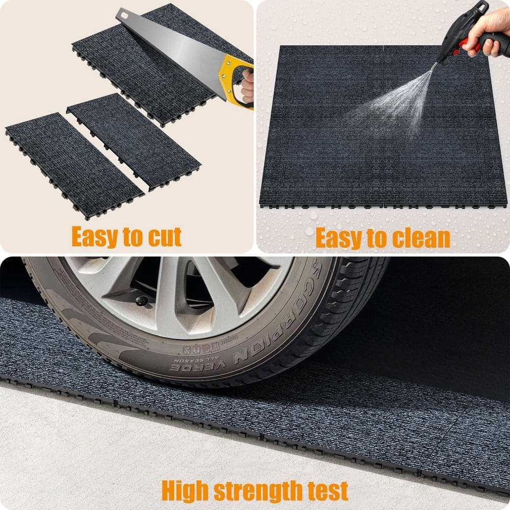 Unbranded 1 ft. x 1 ft. Grey Plastic Carpet floor Patio Deck Tiles, DIY Module Interlocking Decking Carpet 36pcs (3)