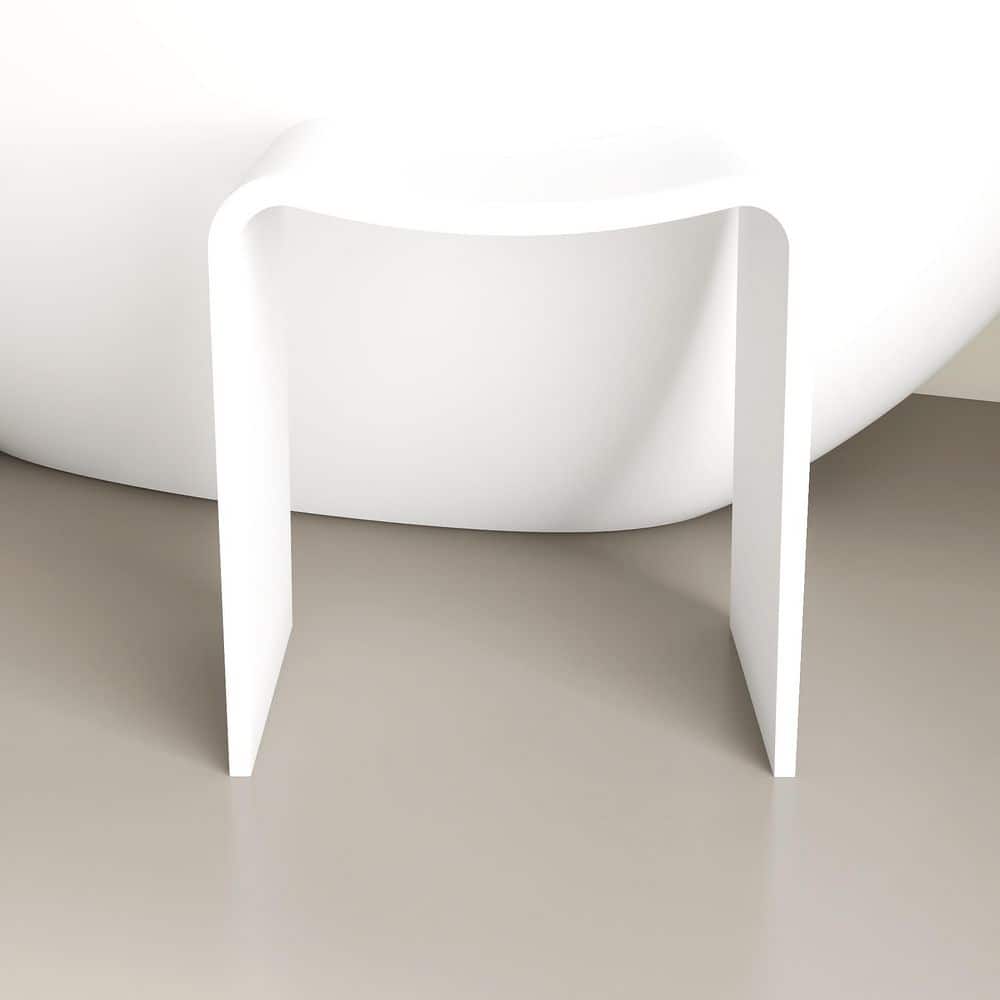 HOPROME Blynn 15 in.W x 11 in. D Freestanding Solid Surface Shower Stool Vanity Seat in Matte White (3)